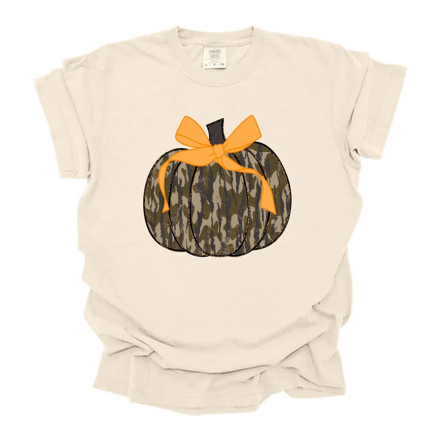 Camo Pumpkin With Orange Bow