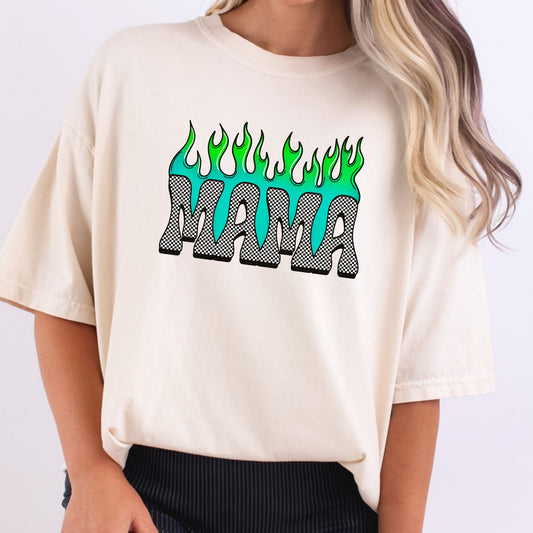 Checkered Mama Flames Green