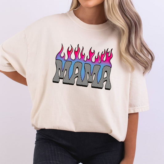 Checkered Mama Flames Pink