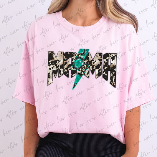 Cow Print Western Mama Turquoise