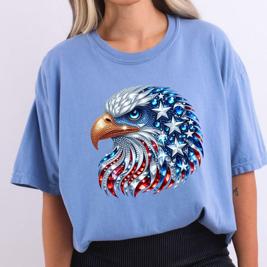 Faux Bedazzled Eagle USA