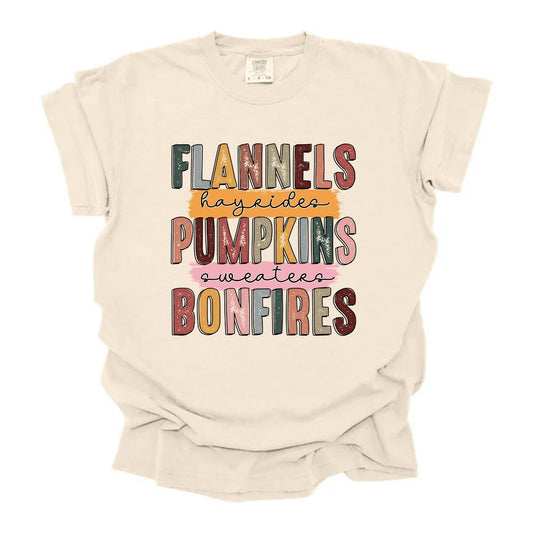 Flannels Hayrides Pumpkins Sweaters Bonfires Stacked