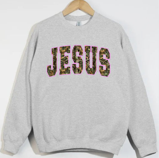 Camo Jesus Pink Outline