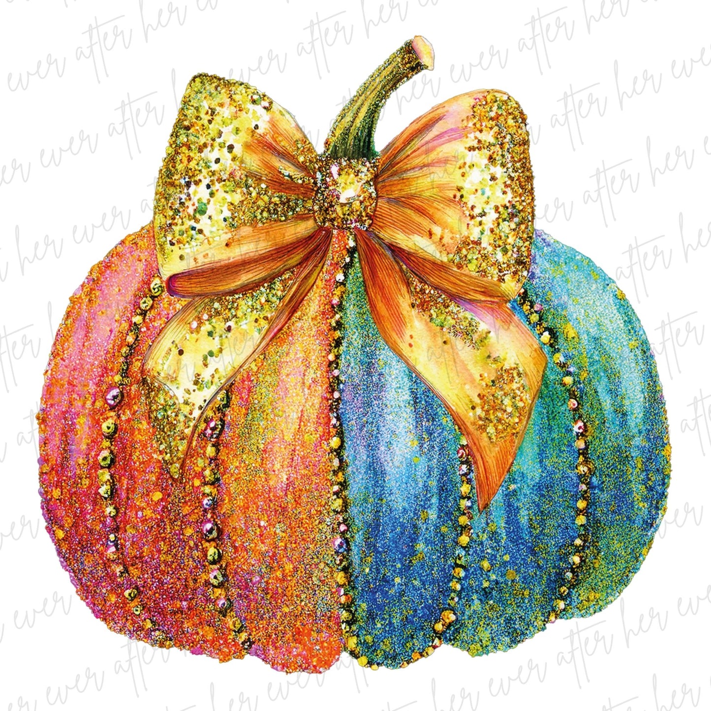 Glitzy Glitter Colorful Pumpkin