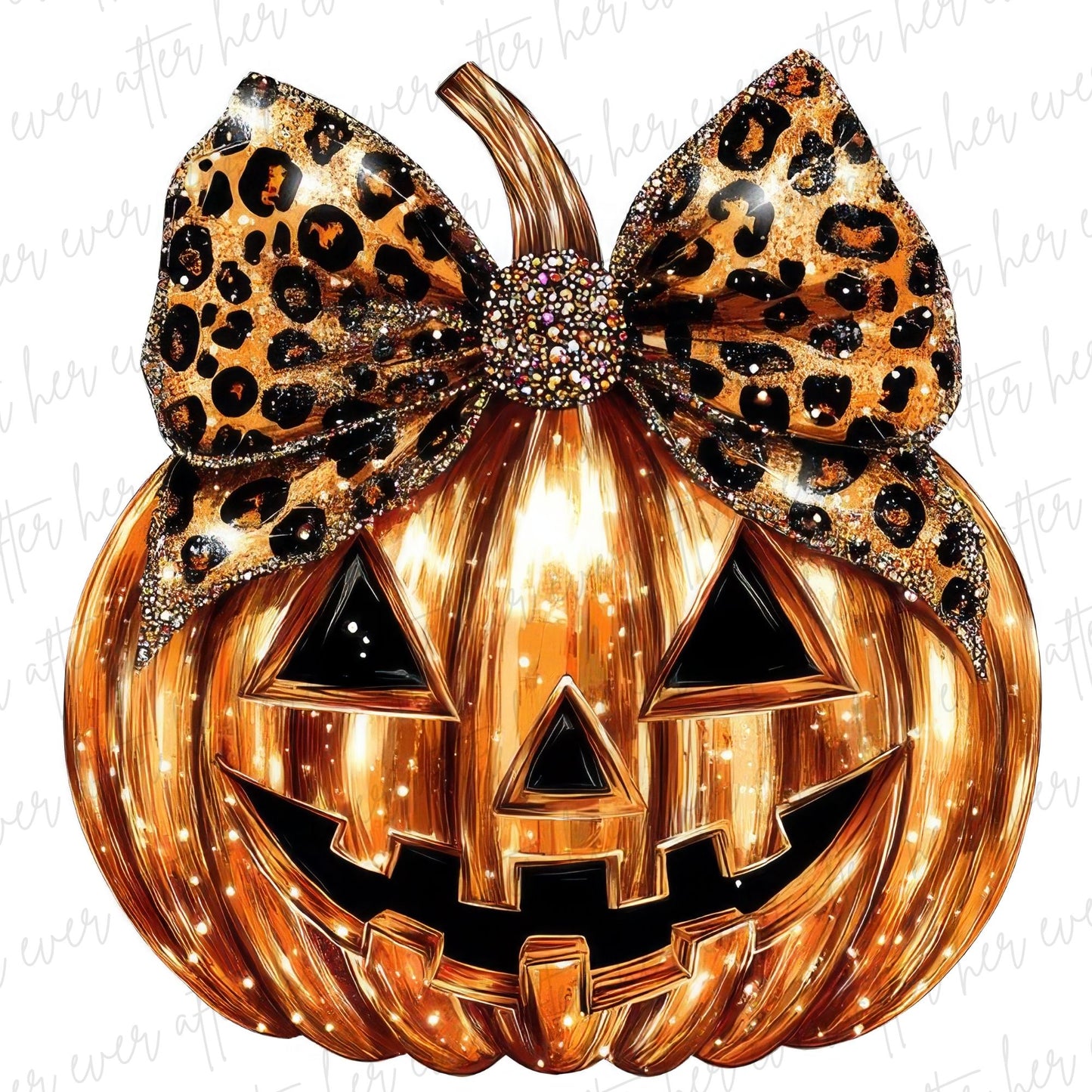 Glitzy Shiny Leopard Bow Pumpkin