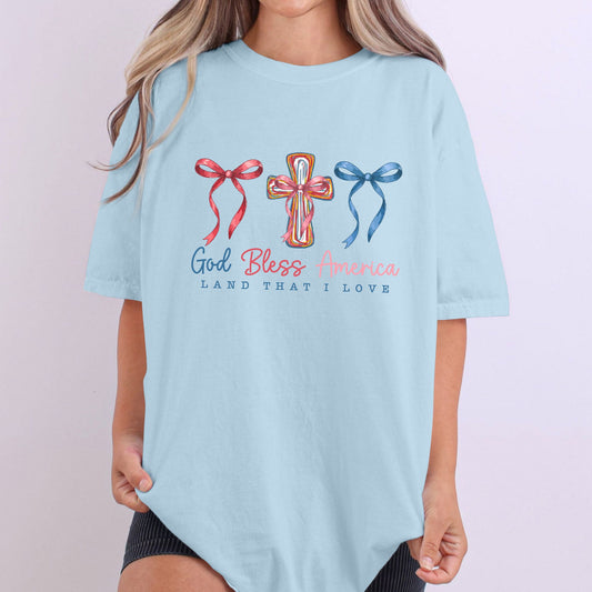 God Bless America Cross And Bows