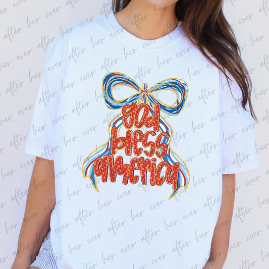 God Bless America Cutesy Bow Gold