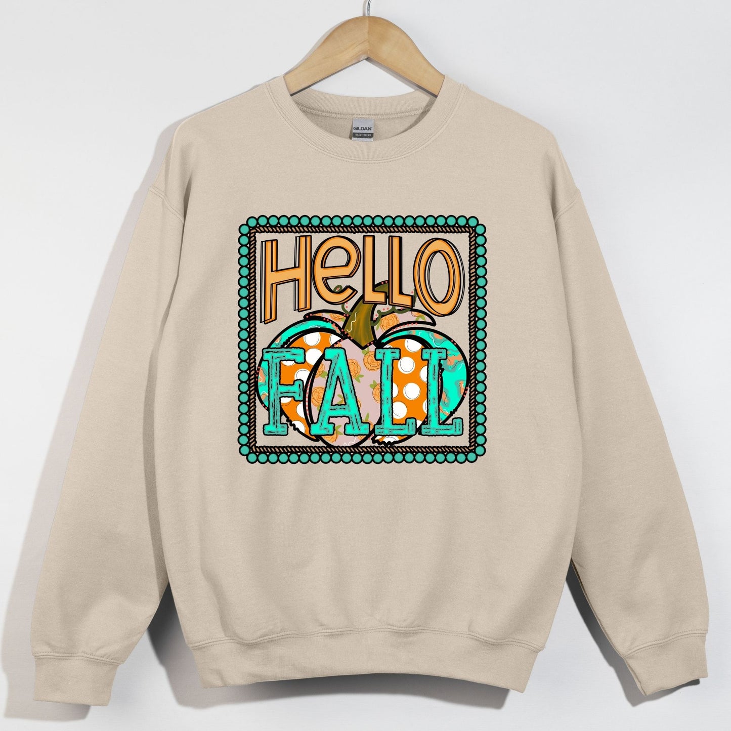 Hello Fall Western Patterned Pumpkin
