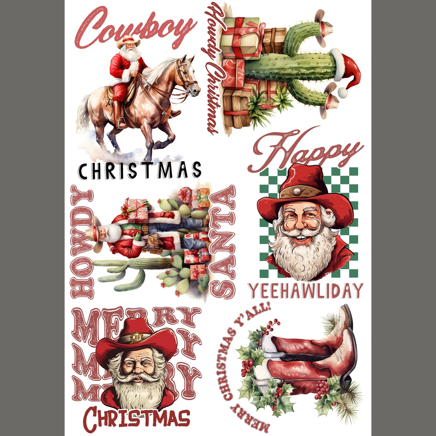 Cowboy Christmas 24.5”x36” DTF Gang Sheet