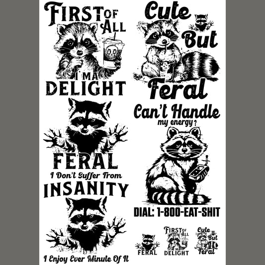 Cute But Feral 24.5”x36” DTF Gang Sheet