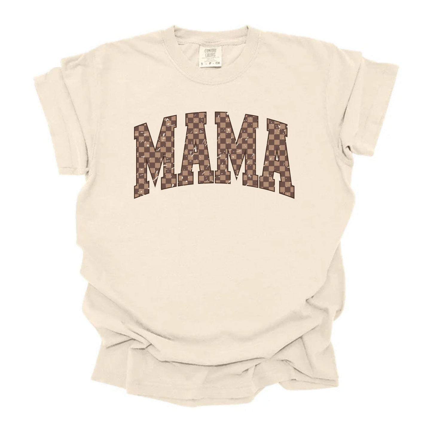 Mama Distressed Brown Checkered
