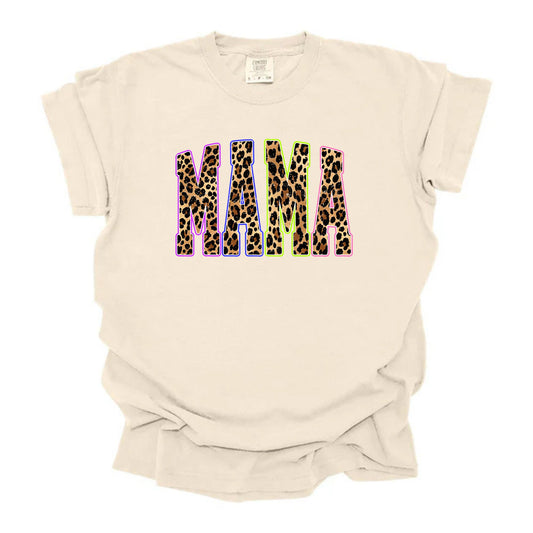 Mama Varsity Leopard Print Multicolored Letters