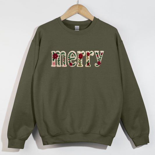 Merry Floral Faux Embroidery