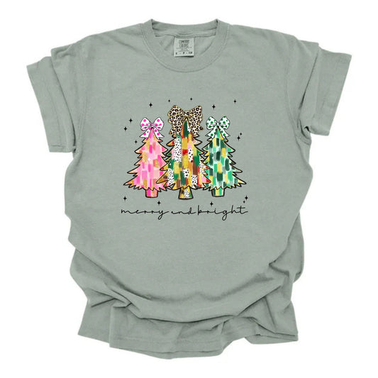 Merry and Bright Christmas Tree Trio Brushstrokes