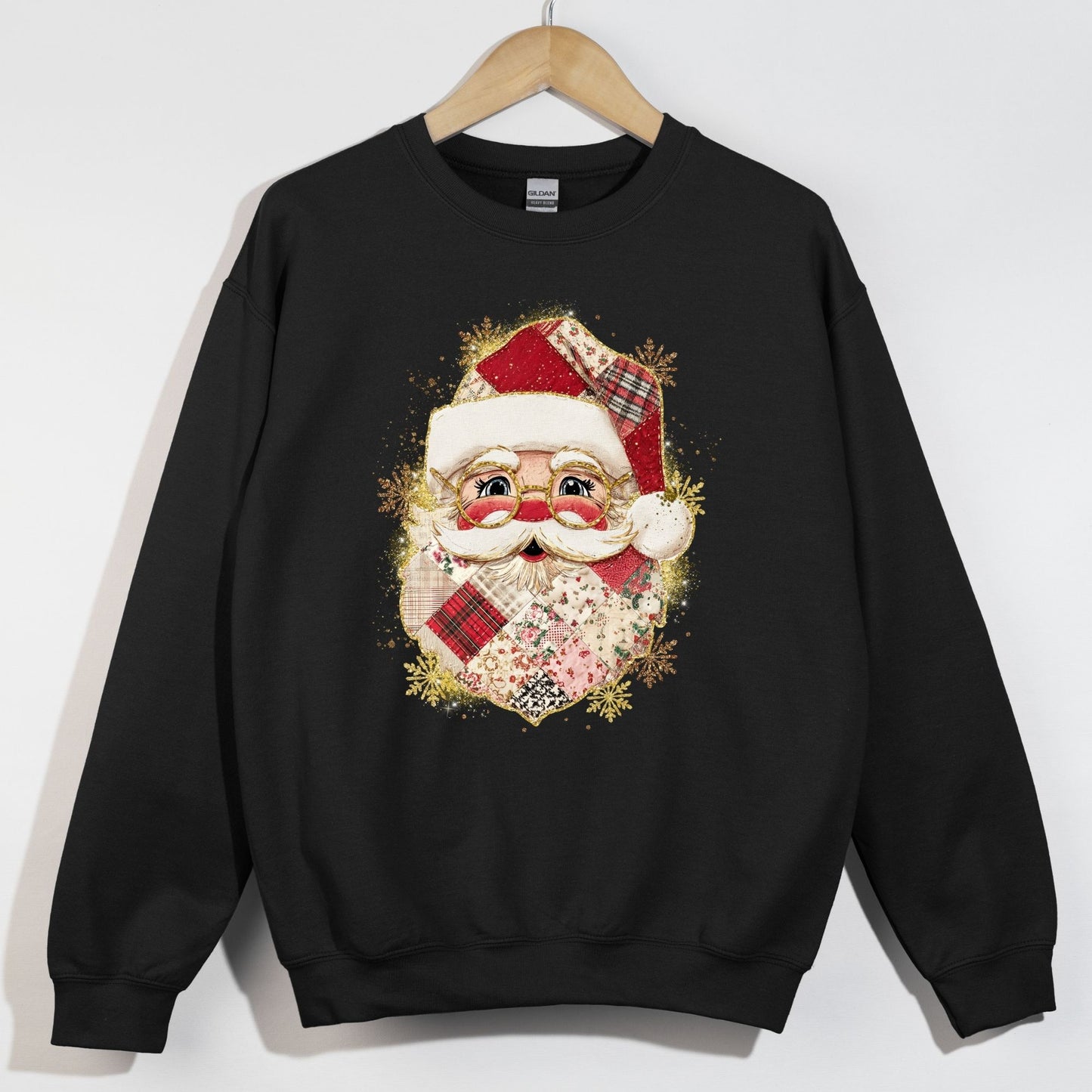 Patchwork Santa Gold Glasses