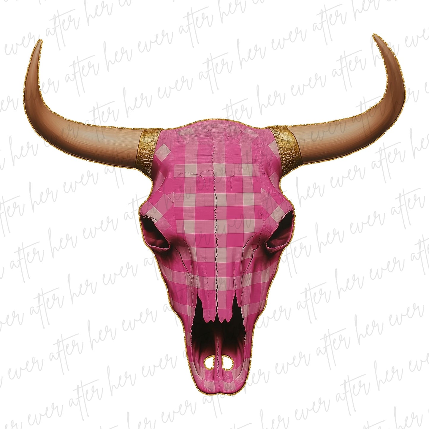 Pink Gingham Skull