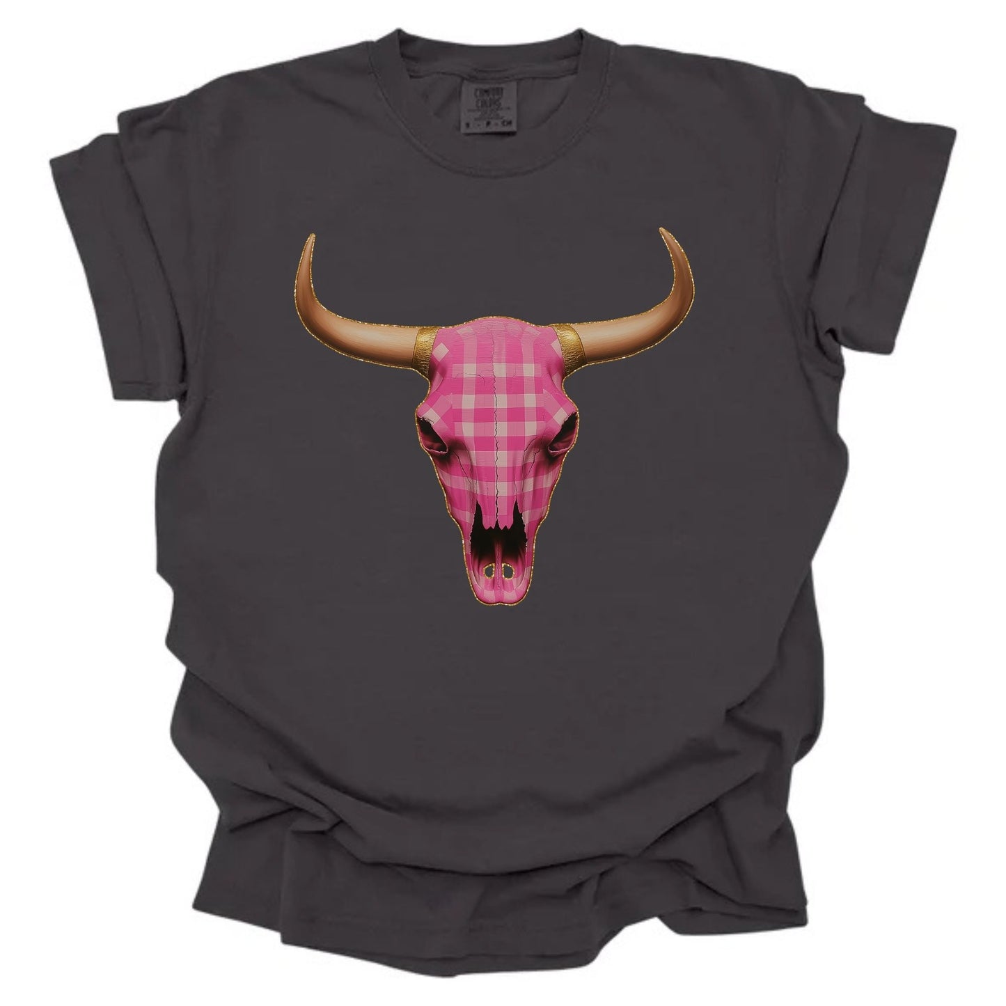 Pink Gingham Skull