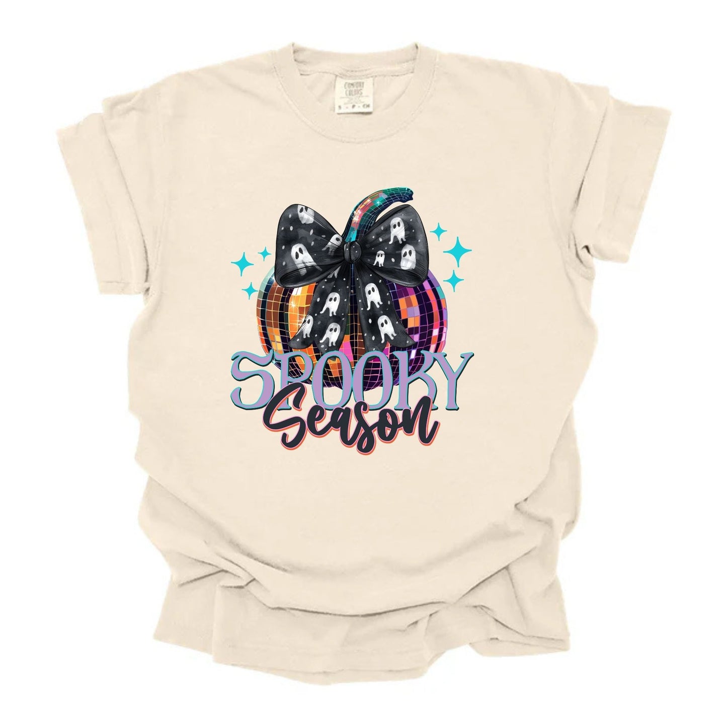 Spooky Season Disco Pumpkin Ghost Bow