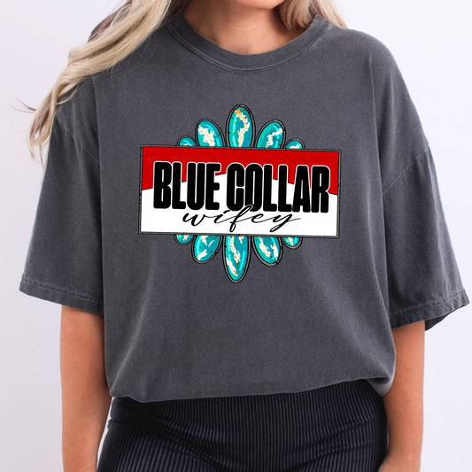 Turqouise Blue Collar Wifey