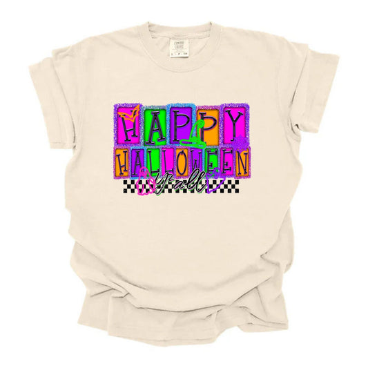 Vibrant Tinsel Wrapped Happy Halloween