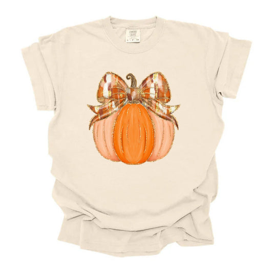 Watercolor Glitter Orange Pumpkin