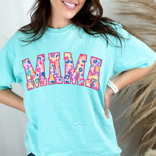 Vibrant Leopard Print Mama Tee