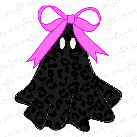 Black Leopard Ghost with Pink Bow