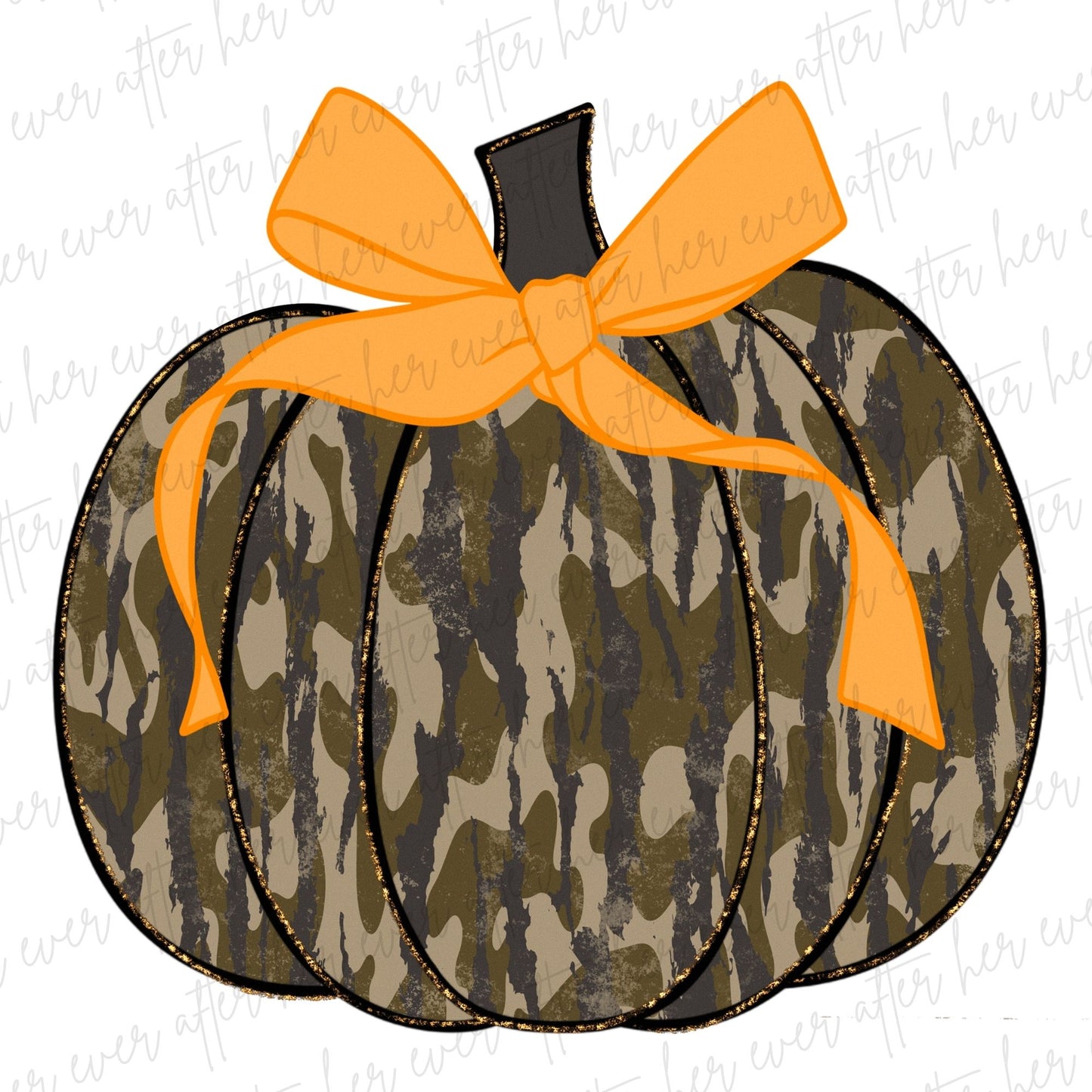 Camo Pumpkin With Orange Bow
