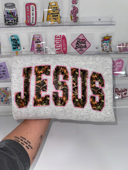 Camo Jesus Pink Outline