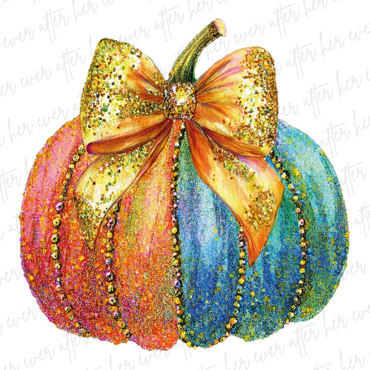 Glitzy Glitter Colorful Pumpkin