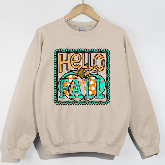 Hello Fall Western Patterned Pumpkin