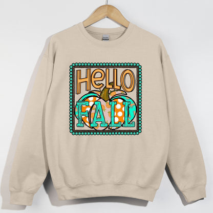 Hello Fall Western Patterned Pumpkin