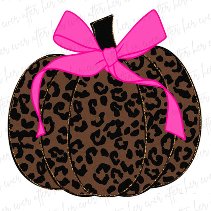 Leopard Hot Pink Bow Pumpkin
