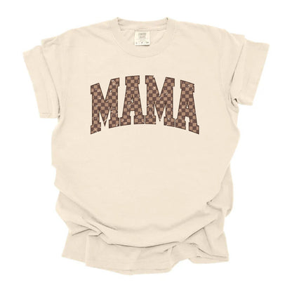 Mama Distressed Brown Checkered