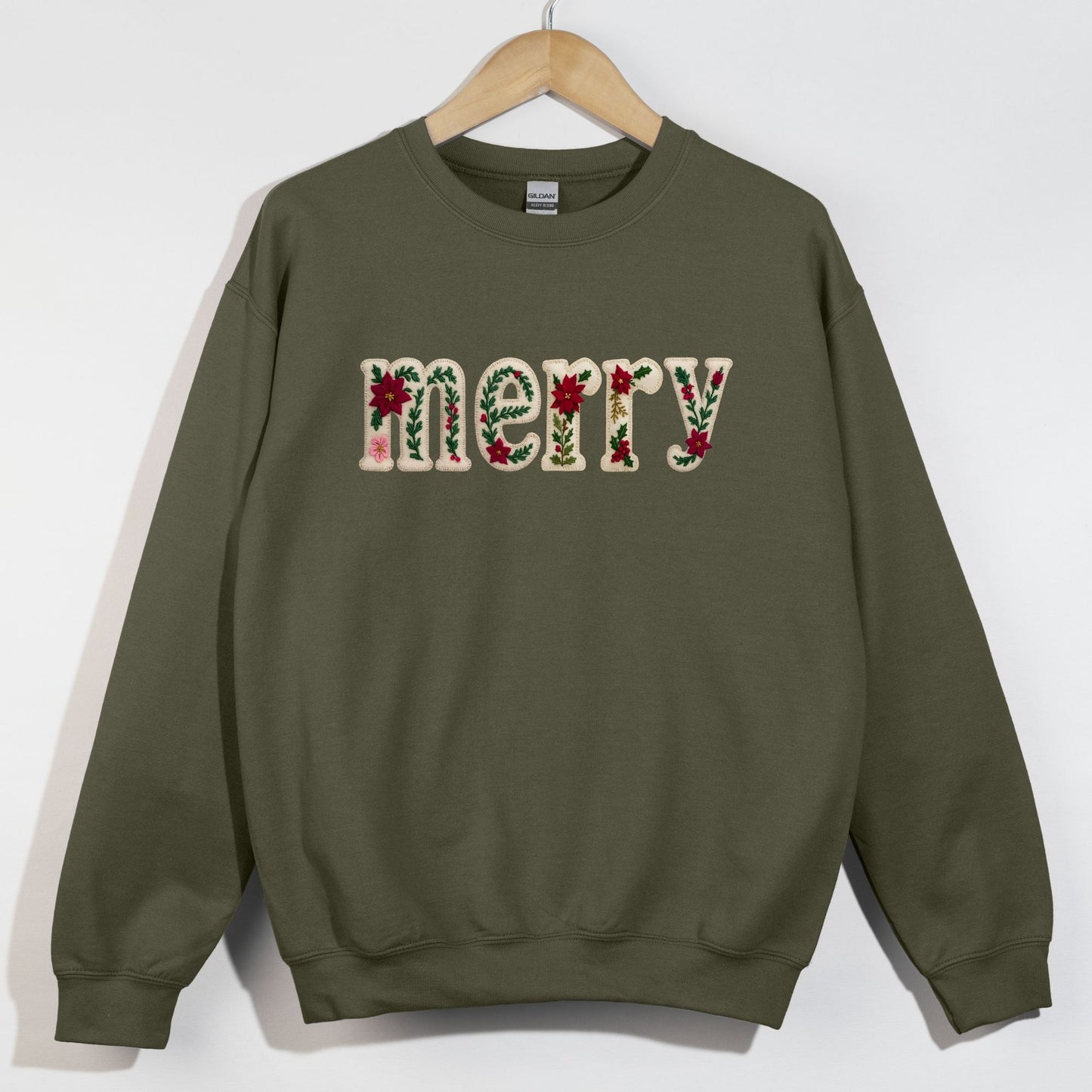 Merry Floral Faux Embroidery