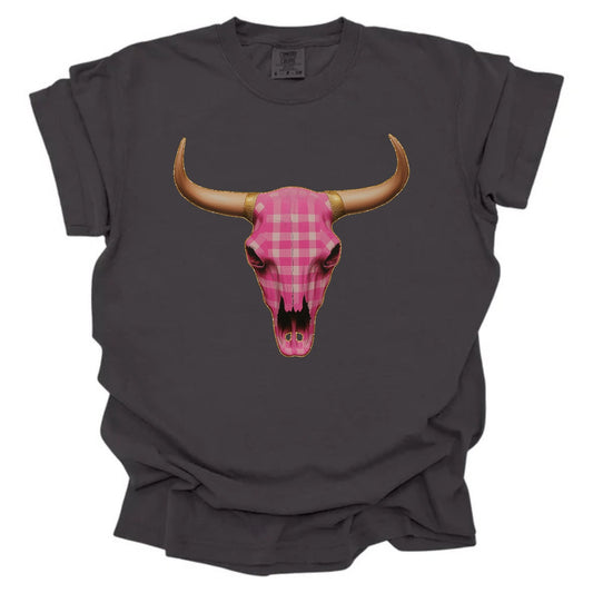 Pink Gingham Skull