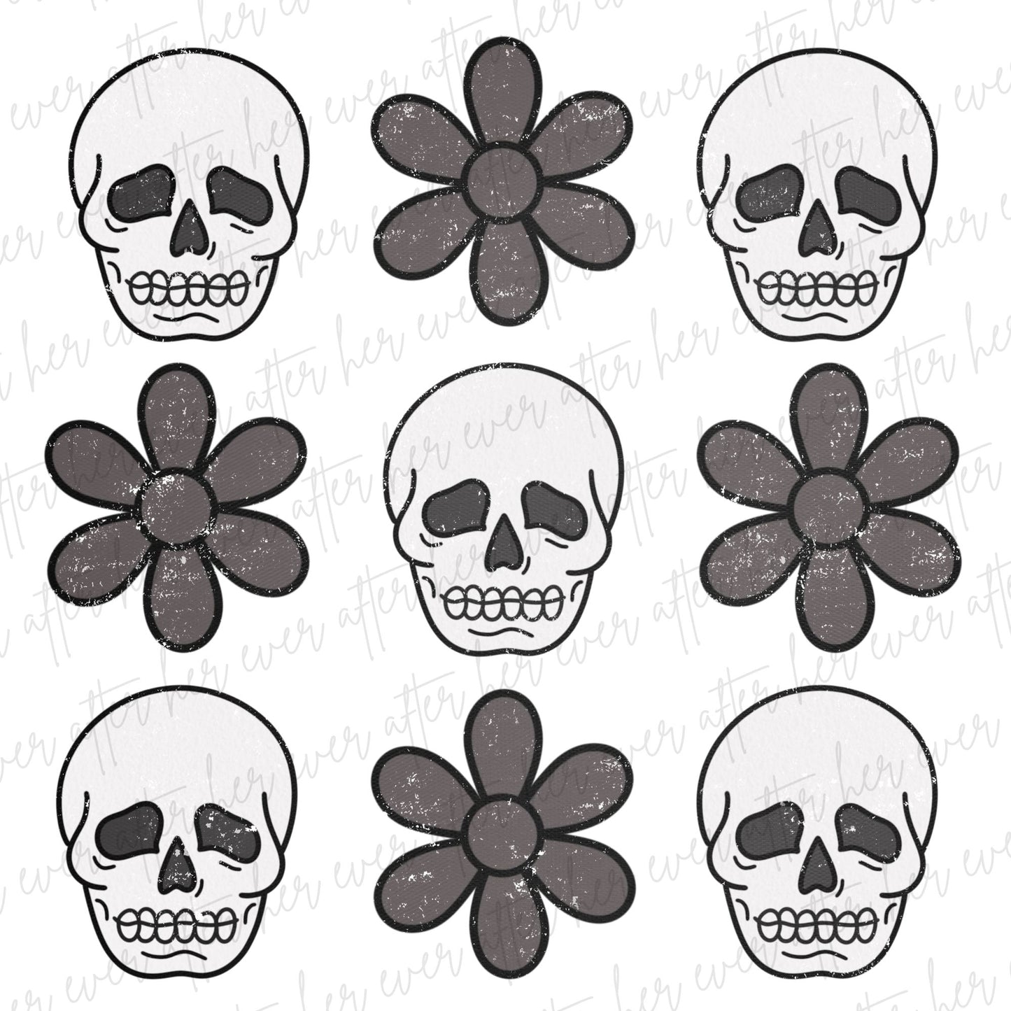Skull and Flowers Collage