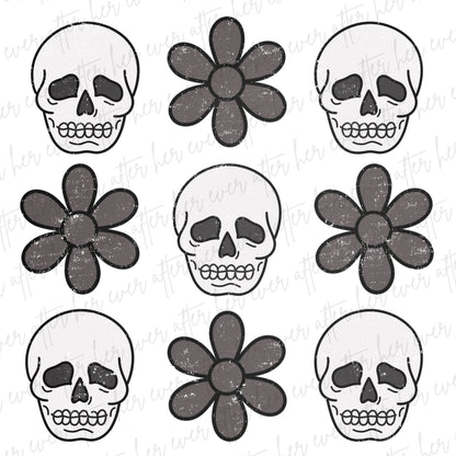 Skull and Flowers Collage