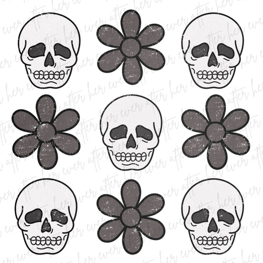 Skull and Flowers Collage