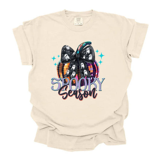 Spooky Season Disco Pumpkin Ghost Bow