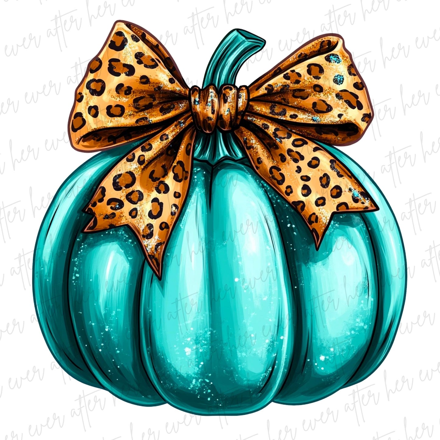 Turquoise Pumpkin Leopard Bow