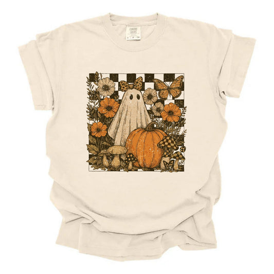 Vintage Boho Girly Ghost Checkered Mushrooms